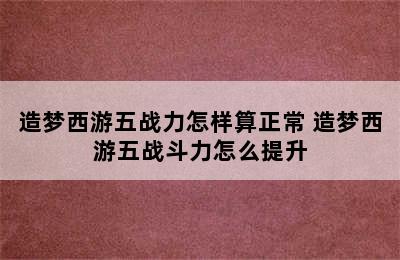 造梦西游五战力怎样算正常 造梦西游五战斗力怎么提升